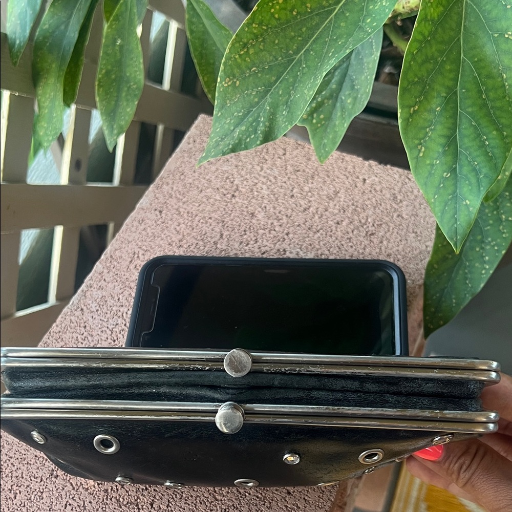 Black Studded Hobo Clutch - Picture 2 of 9